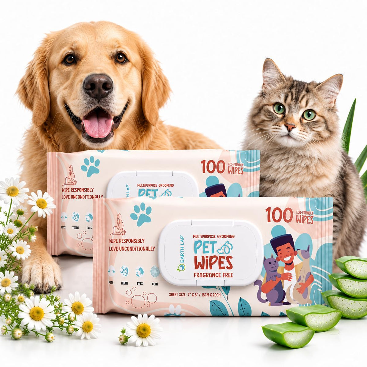 Earth Lap Pet Wipes – Gentle Cleaning Wipes for Dogs & Cats