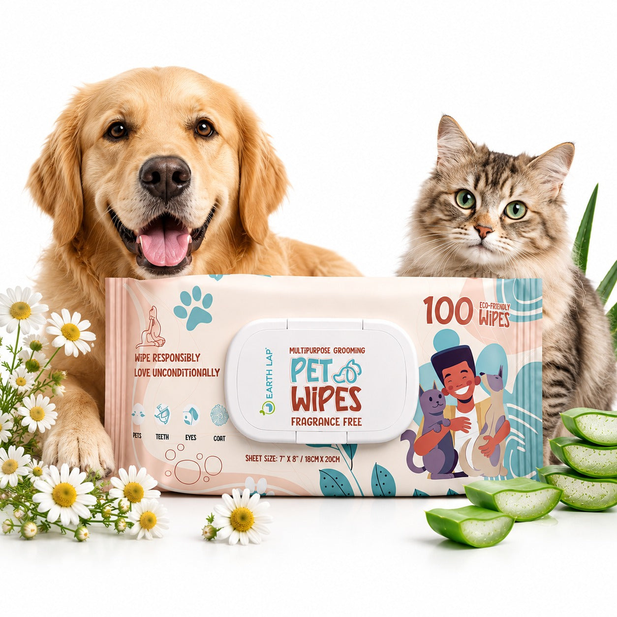Earth Lap Pet Wipes – Gentle Cleaning Wipes for Dogs & Cats