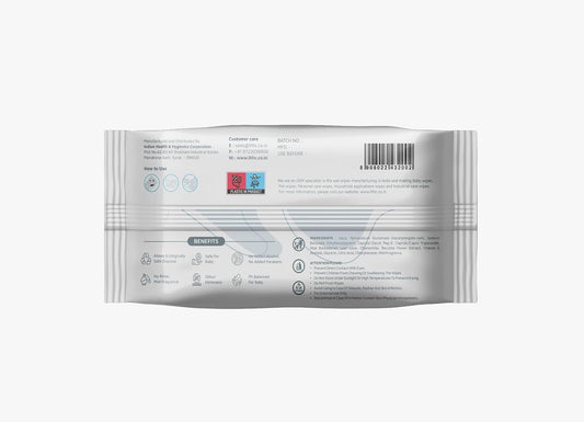 Earth Lap baby wipes 80 count pack back view with ingredients and product details