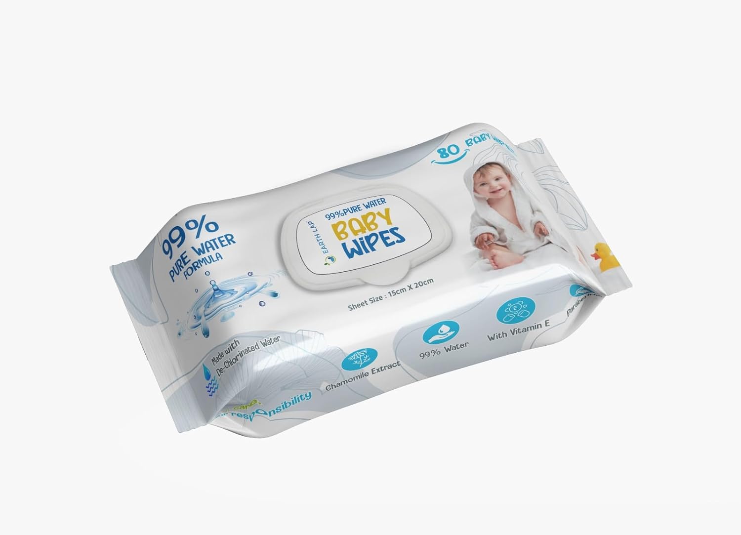 Earth Lap 99% pure water baby wipes 80 count product pack